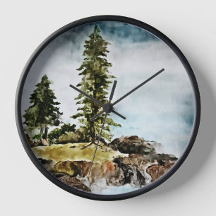 Horloge Lac Tahoe Aquarelle Paysage
