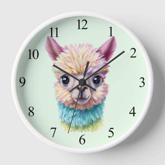 Horloge Lama de bébé coloré (Recto)