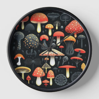 Horloge Lancer des champignons en noir