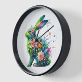 Horloge Lapin de lapin de puissance de fleurs (Angle)