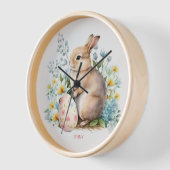 Horloge Lapin & Oeuf Floral (Angle)
