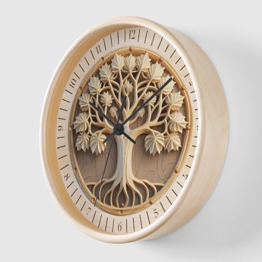 Horloge L'arbre du temps Une sculpture sur bois unique et  (Angle)