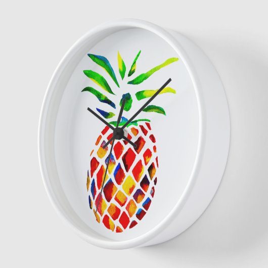 Horloge L'art cool de l'ananas funky (Angle)