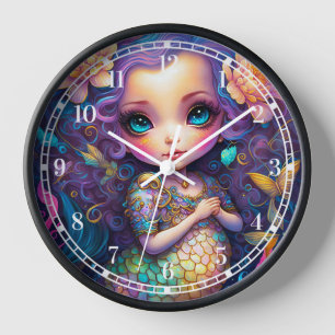 Horloge L'art de l'Imaginaire de la mignonne sirène