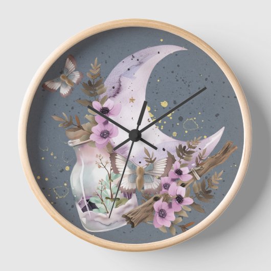 Horloge Lavande Mystique Boho Lavande Anemone Lune (Recto)