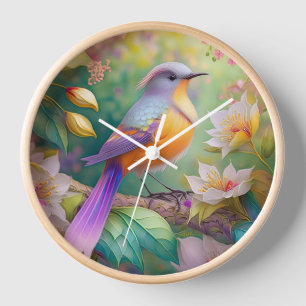 Horloge Lavande Tête Orange Breased Imaginaire Oiseau