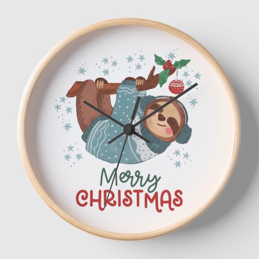 Horloge Lazy Sloth Noël (Recto)