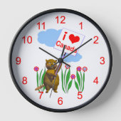 Horloge Le Castor canadien aime le Canada (Recto)
