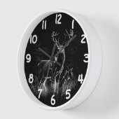 Horloge Le cerf majestueux en pleine nature - Art noir et (Angle)