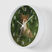 Horloge Le chou renard dans une forêt verte (Angle)