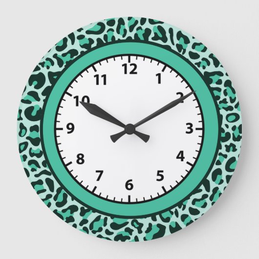 Horloge Léopard Imprimé Turquoise Guépard Tendance (Recto)