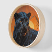 Horloge Léopard noir dans les herbes de Savannah (Angle)