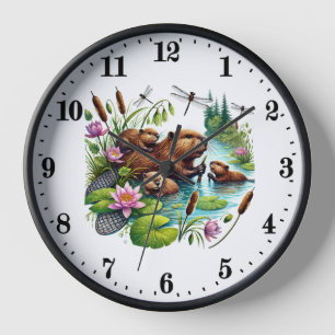 Horloge Les animaux des bois mignons Les amateurs de casto