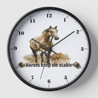 Horloge "Les chevaux me gardent stable" Personnalisable
