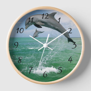 Horloge Les dauphins dans la nature 24h/24
