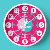 Horloge Les filles apprennent à dire l'heure rouge rose aq