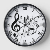 Horloge Les notes musicales noires dans le concepteur (Recto)
