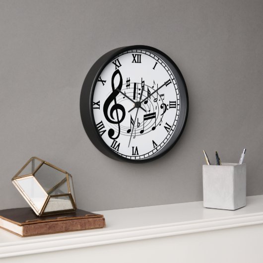 Horloge Les notes musicales noires dans le concepteur (Bureau)