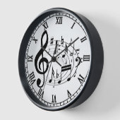 Horloge Les notes musicales noires dans le concepteur (Angle)