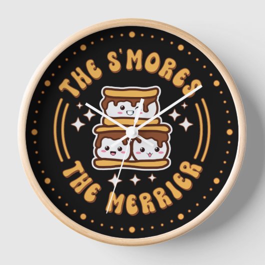 Horloge Les S'mores Le Merrier Funny Kawaii Camping Cadeau (Recto)