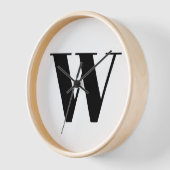 Horloge Lettre initiale de monogramme noir (Angle)