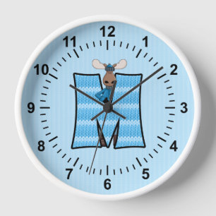 Horloge LETTRE Motif Mongoram de Knit Moose Bleue pour ga