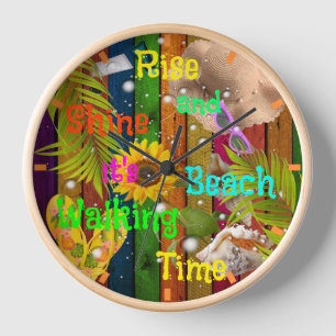 Horloge Lève-toi et brille Plage Tropicale Été Soleil Amus