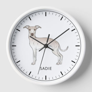 Horloge Lévrier Italien Crème Mignon Chien Avec Texte Pers