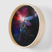 Horloge libellule rouge brillante (Angle)
