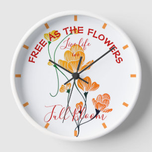 Horloge Libre comme Fleurs Jaune Orange Ginkgo Feuilles