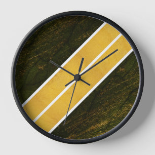 Horloge Lignes blanches d'or vert