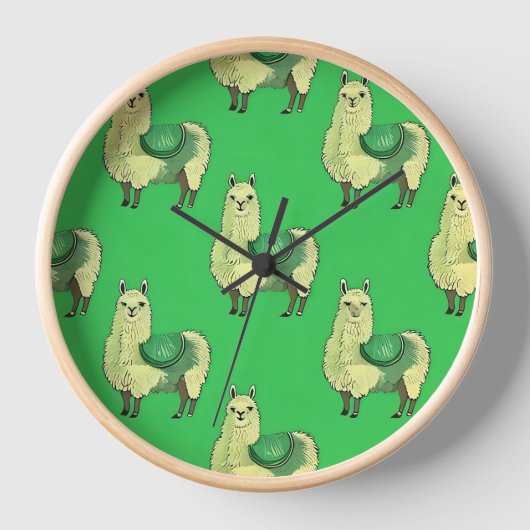 Horloge Lime Green Llama Clock (Recto)