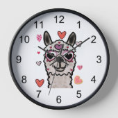 Horloge Llama cool avec lunettes de coeur (Recto)