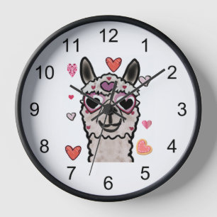 Horloge Llama cool avec lunettes de coeur