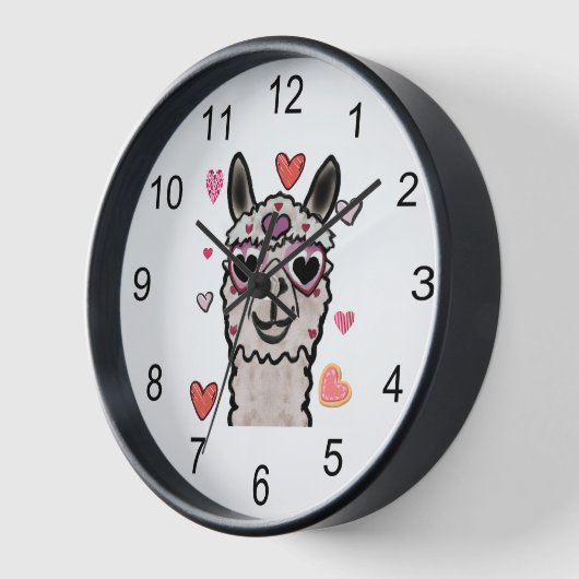 Horloge Llama cool avec lunettes de coeur (Angle)