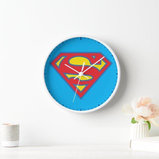 Horloge Logo classique Supergirl avec fond bleu (Maison)