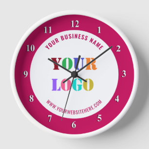 Horloge Logo et texte personnalisés de l'entreprise Votre 