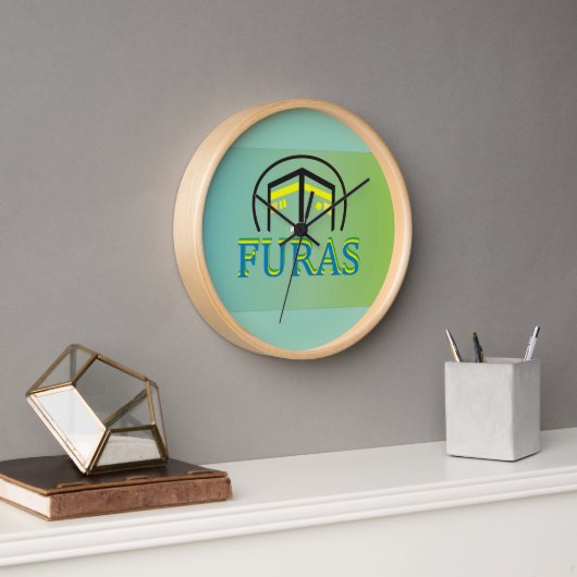 Horloge Logo FURAS arabe moderne - Moyen-Orient futuriste (Bureau)