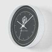 Horloge Logo gris blanc personnalisé (Angle)