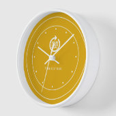Horloge Logo Personnalisé Blanc Jaune (Angle)