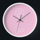 Horloge Logo simple minimaliste de l'entreprise rose<br><div class="desc">Un élégant modèle d'affaires personnalisé dans un style moderne et minimaliste qui peut être facilement mis à jour avec votre logo d'entreprise et slogan ou info d'entreprise. Si vous avez besoin d'aide pour personnaliser ce produit, veuillez me contacter en utilisant le bouton de message et je serai heureux de vous...</div>