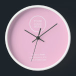 Horloge Logo simple minimaliste de l'entreprise rose<br><div class="desc">Un élégant modèle d'affaires personnalisé dans un style moderne et minimaliste qui peut être facilement mis à jour avec votre logo d'entreprise et slogan ou info d'entreprise. Si vous avez besoin d'aide pour personnaliser ce produit, veuillez me contacter en utilisant le bouton de message et je serai heureux de vous...</div>