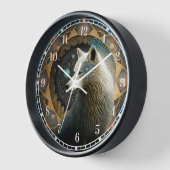 Horloge Loup blanc Mandala (Angle)