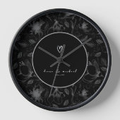 Horloge Love Calligraphy Floral avec nom Bordure Wht ID940 (Recto)