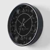 Horloge Love Calligraphy Floral avec nom Bordure Wht ID940 (Angle)