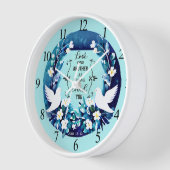 Horloge Love One Another Blue and White Doves (Angle)