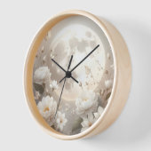 Horloge Lunar Floral Timepiece: Ethereal White Peonies & B (Angle)