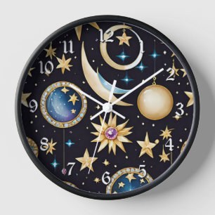 Horloge Lune Et Étoiles Céleste