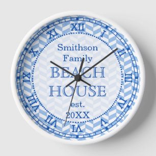 Horloge Maison Blanche-Bleue-Bleue-Bleue-Bleue