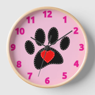 Horloge Maman Chien Dessin Rose